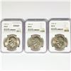 Image 1 : 1974 Set (3) Eisenhower Silver Dollars NGC MS65