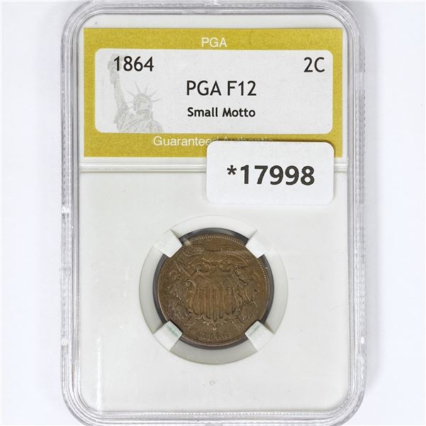1864 Two Cent Piece PGA F12 Small Motto