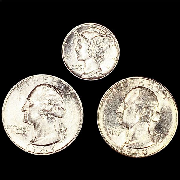 (3) Misc Coins (1940-S, 1944, 1949-D) UNCIRCULATE