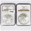 Image 1 : 1998 Set (2) American Silver Eagles NGC MS69