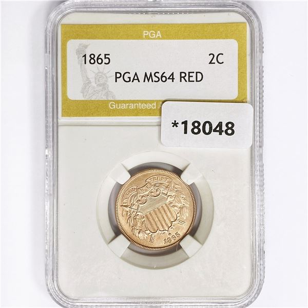 1865 Two Cent Piece PGA MS64 RED