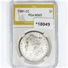 Image 1 : 1881-CC Morgan Silver Dollar PGA MS65