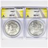 Image 1 : 1888,1882-O Set (2) Morgan Dollars ANACS MS62