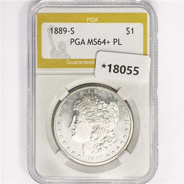 1889-S Morgan Silver Dollar PGA MS64+ PL