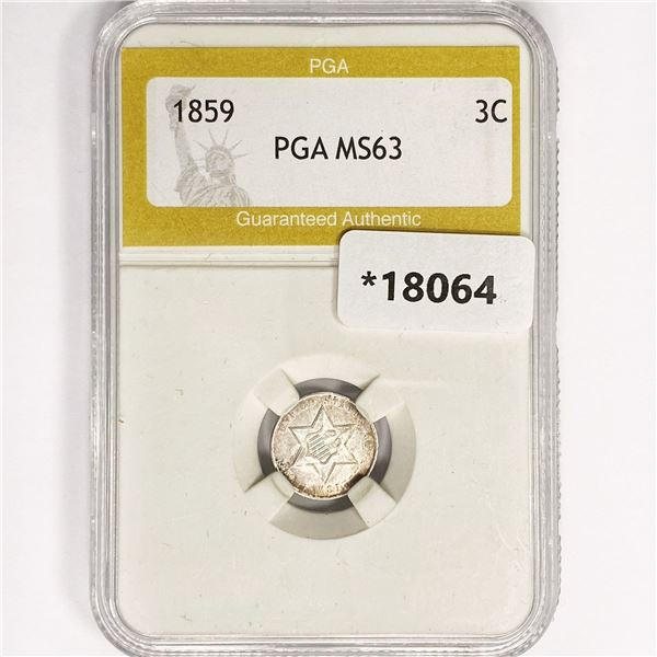 1859 Silver Three Cent PGA MS63