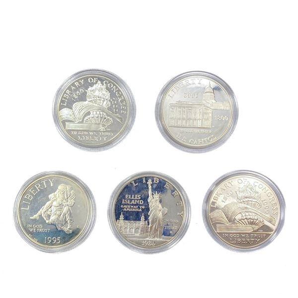 1986-2001 US Commem Silver Coins (5 Coins)