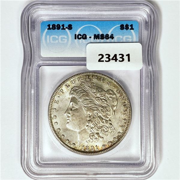 1891-S Morgan Silver Dollar ICG MS64