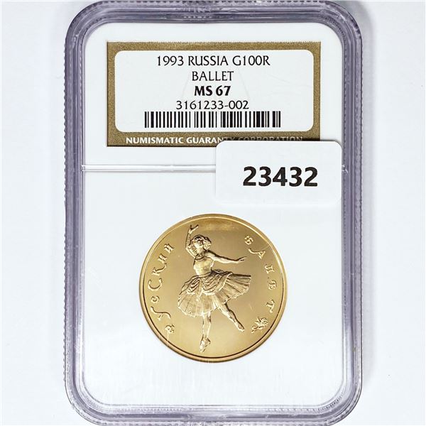 1993 100R 3.2g Russia Gold Ballet NGC MS67