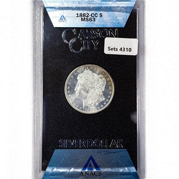 1882-CC Morgan Silver Dollar ANACS MS63 GSA