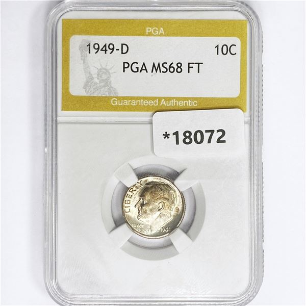 1949-D Roosevelt Dime PGA MS68 FT