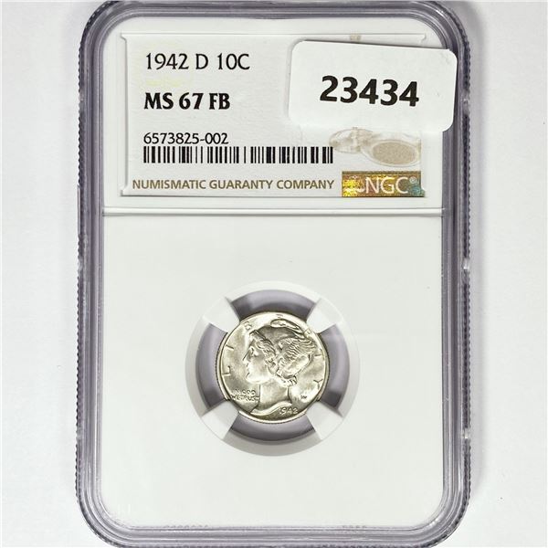1942-D Mercury Silver Dime NGC MS67 FB