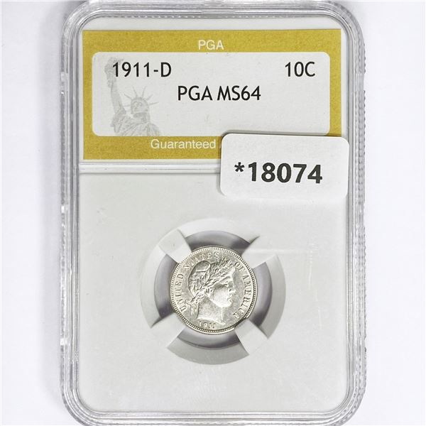 1911-D Barber Dime PGA MS64