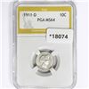 Image 1 : 1911-D Barber Dime PGA MS64
