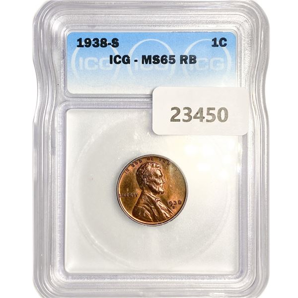 1938-S Wheat Cent ICG MS65 RB