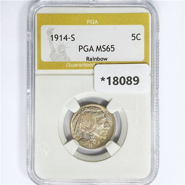 1914-S Buffalo Nickel PGA MS65 Rainbow