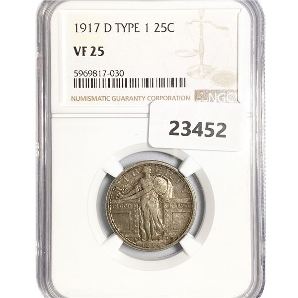 1917-D Standing Liberty Quarter NGC VF25 Type 1