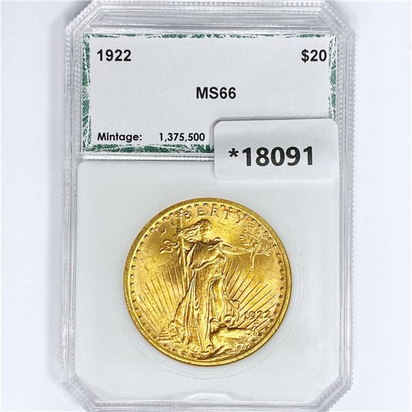 1922 $20 Gold Double Eagle PCI MS66