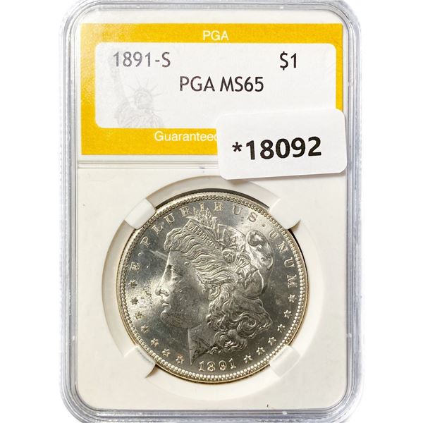1891-S Morgan Silver Dollar PGA MS65