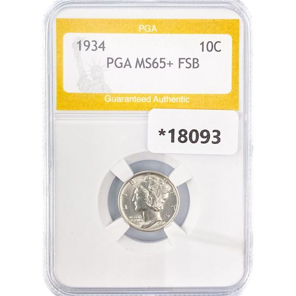 1934 Mercury Silver Dime PGA MS65+ FSB