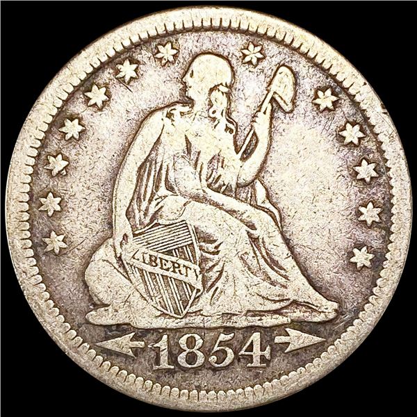 1854 Seated Liberty Quarter NICELY CIRCULATED