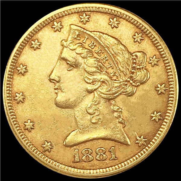 1881 $5 Gold Half Eagle UNCIRCULATED