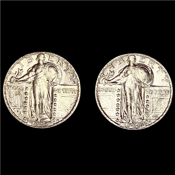 (2) 1929-S Standing Liberty Quarters CLOSELY UNC