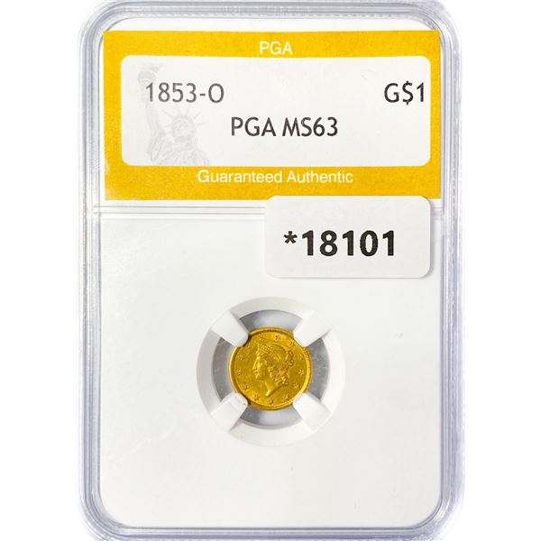 1853-O Rare Gold Dollar PGA MS63