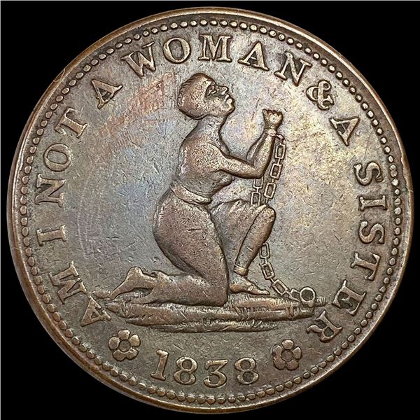 1838 Hard Times Token LIGHTLY CIRCULATED