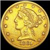 Image 1 : 1881 $5 Gold Half Eagle NEARLY UNCIRCULATED