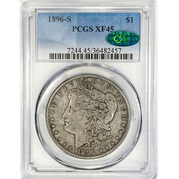 1896-S CAC Morgan Silver Dollar PCGS XF45