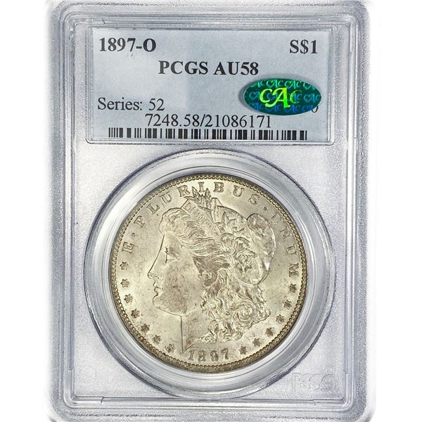 1897-O CAC Morgan Silver Dollar PCGS AU58