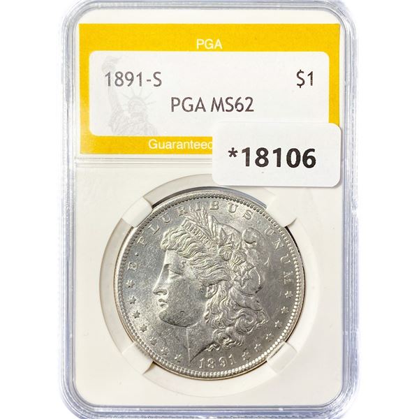 1891-S Morgan Silver Dollar PGA MS62