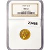 Image 1 : 1929 $2.50 Gold Quarter Eagle NGC MS62