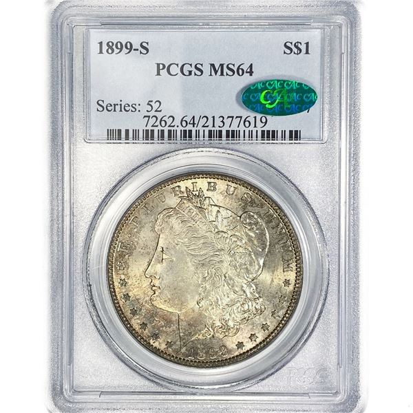 1899-S CAC Morgan Silver Dollar PCGS MS64