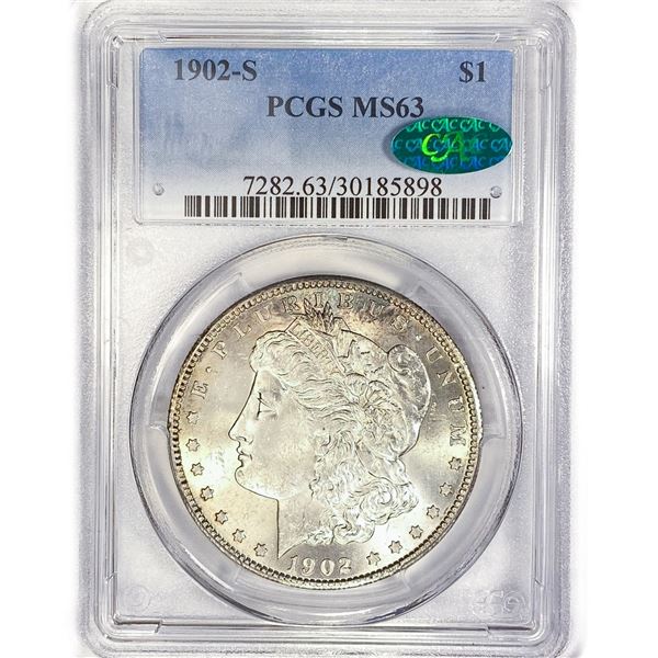 1902-S CAC Morgan Silver Dollar PCGS MS63