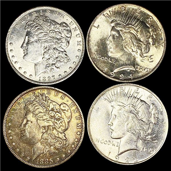 (4) Misc Silver Dollars (1885-O, 1897, 1922, 1924