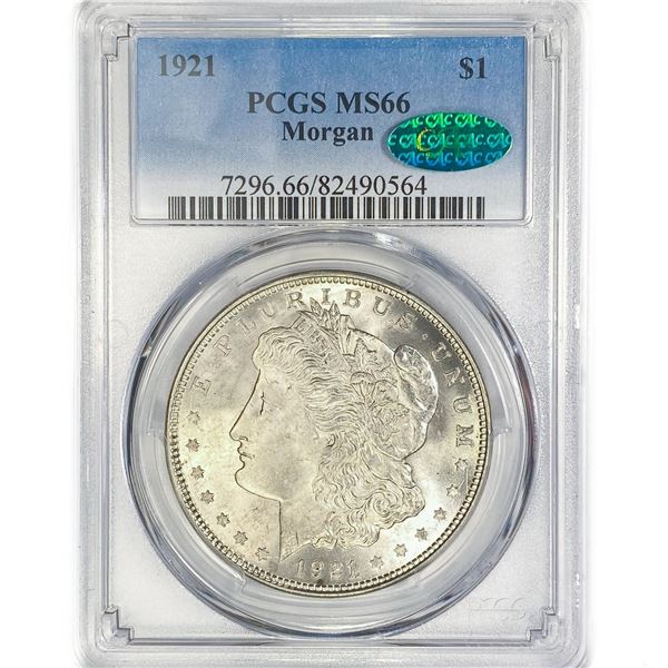 1921 CAC Morgan Silver Dollar PCGS MS66
