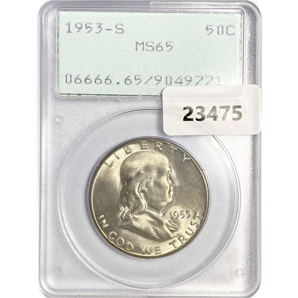 1953-S Franklin Half Dollar PCGS MS65
