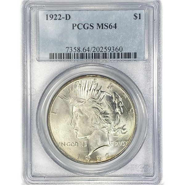 1922-D Silver Peace Dollar PCGS MS64