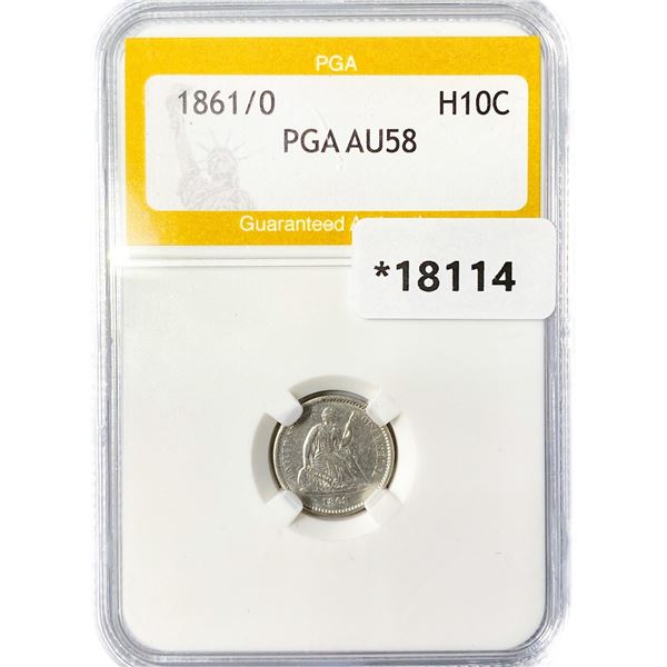1861/0 Seated Liberty Half Dime PGA AU58