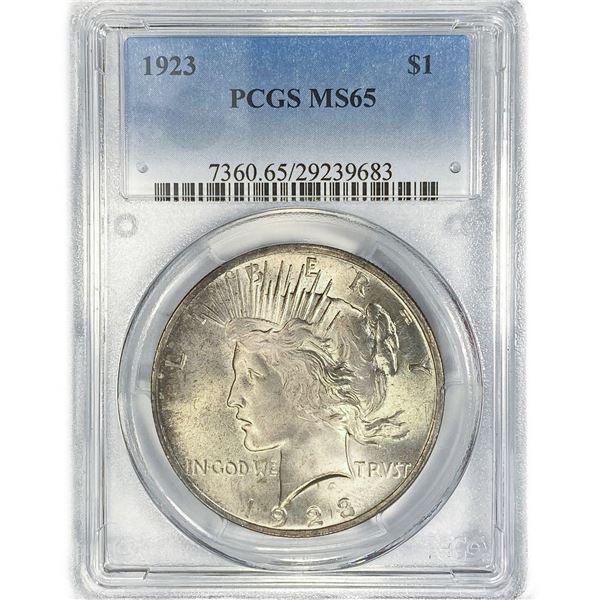 1923 Silver Peace Dollar PCGS MS65