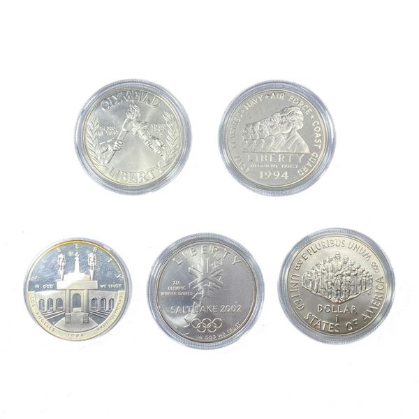 1984-2002 US Commem Silver Coins (5 Coins)