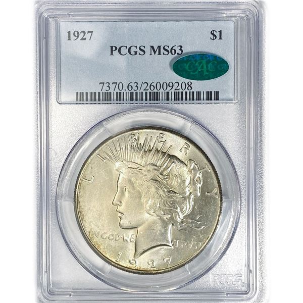 1927 CAC Silver Peace Dollar PCGS MS63