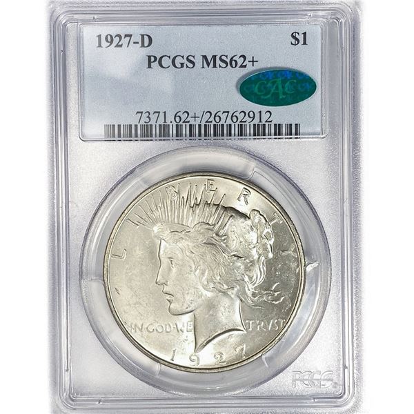 1927-D CAC Silver Peace Dollar PCGS MS62+