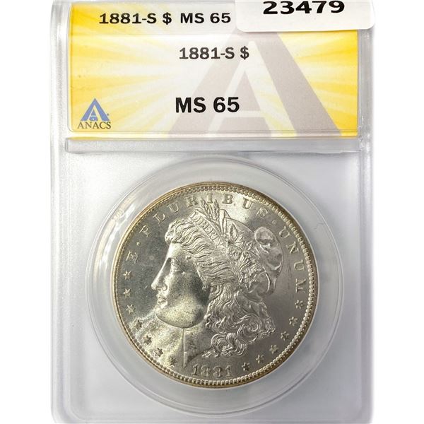 1881-S Morgan Silver Dollar ANACS MS65