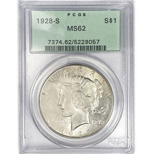 1928-S Silver Peace Dollar PCGS MS62