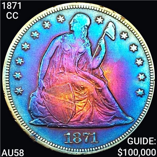 1871-CC Seated Liberty Dollar CHOICE AU