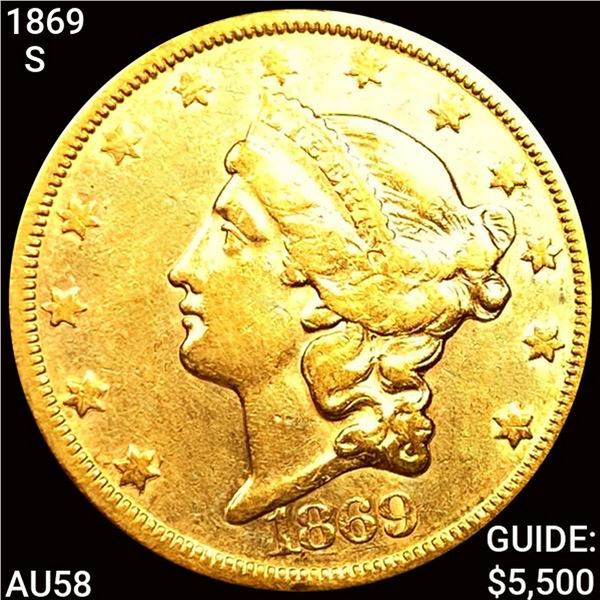 1869-S $20 Gold Double Eagle CHOICE AU