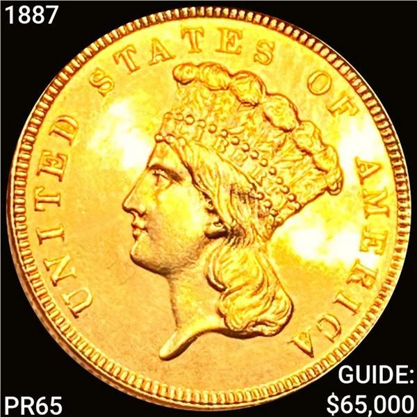 1887 $3 Gold Piece GEM PROOF