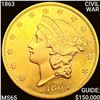 Image 1 : 1863 CIVIL WAR $20 Gold Double Eagle GEM BU